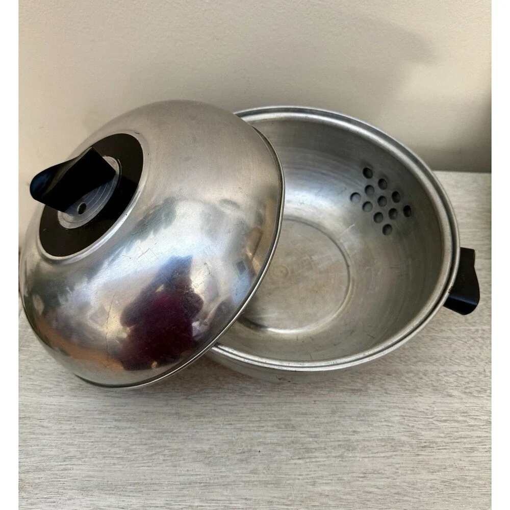 Vintage West Bend Aluminum Serving Oven Bun Warmer Buns Girl Graphic 3 Piece MCM
